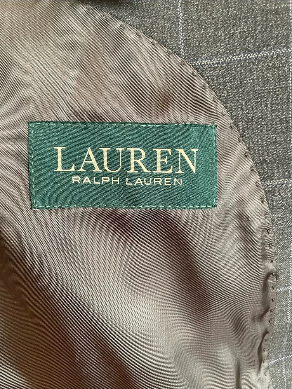 Lauren Ralph Lauren Mens 42L Gray Blue Check 100% Wool Blazer Sport Coat EUC